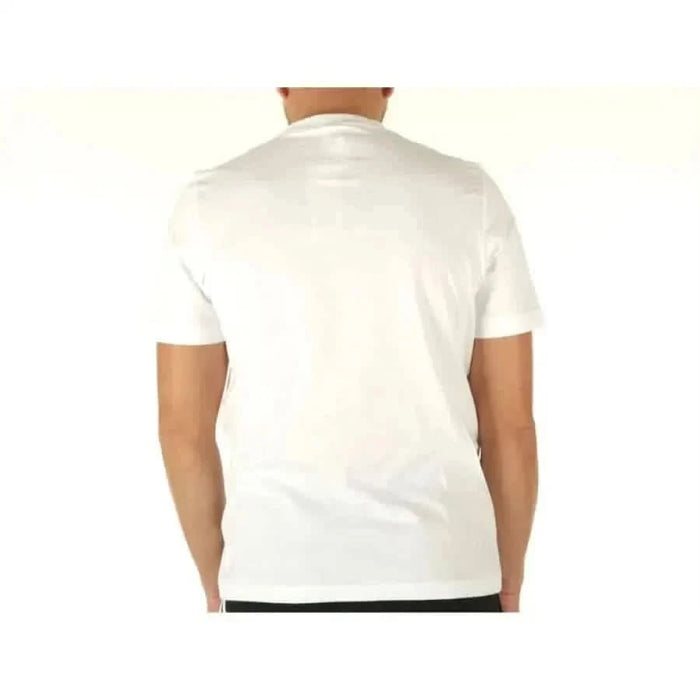 White short-sleeved polo shirt, back view, Adidas Men T-Shirt in product showcase