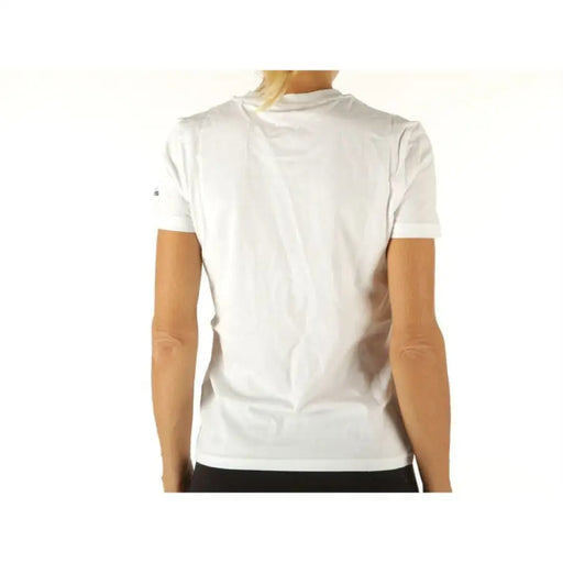 White short-sleeved Adidas Women T-Shirt displayed on a torso model