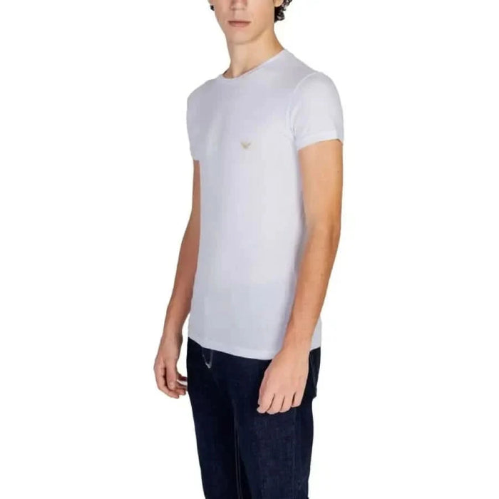 White short-sleeved Emporio Armani Underwear men t-shirt worn by a model