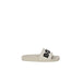 White slide sandal with BOY text on strap from Boss Men Slippers collection