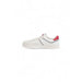 White sneaker with red heel accent and velcro straps by Tommy Hilfiger for men