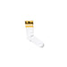 White sock with yellow and black band featuring Dr. Martens branding for women