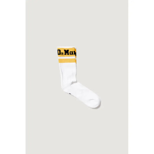 White sock with yellow and black Dr. Martens branding for Women Underwear collection