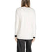 White knit sweater with black cuff trim, back view, Morgan De Toi Women Knitwear