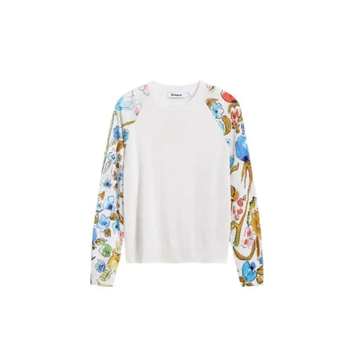 White sweater with floral sleeves from Desigual for Spring/Summer collection