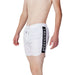 White swim shorts with TRUSSARDI print, showcased in Trussardi Beachwear Men Swimwear collection