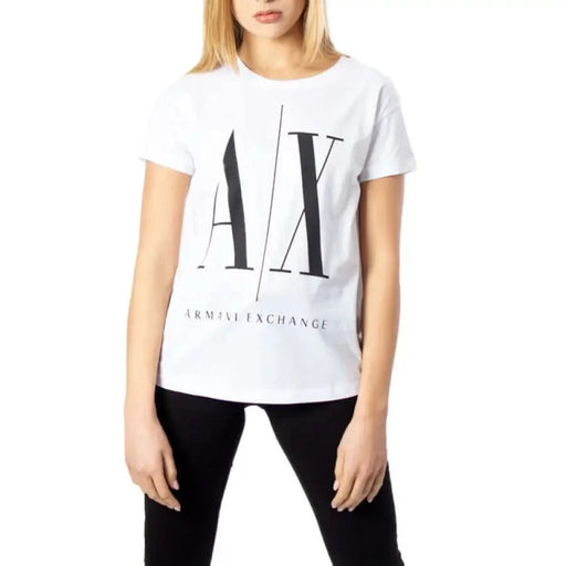 White Armani Exchange Women’s T-Shirt with ’A|X ARMANI EXCHANGE’ logo on the front