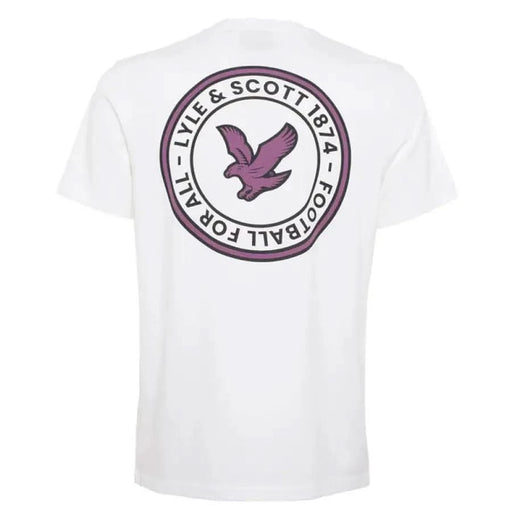 Lyle & Scott Men White T-Shirt with Purple Eagle Circular Lyle & Scott Logo on Back