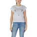 White Guess Women’s Round Neck T-Shirt with star graphic design for stylish comfort