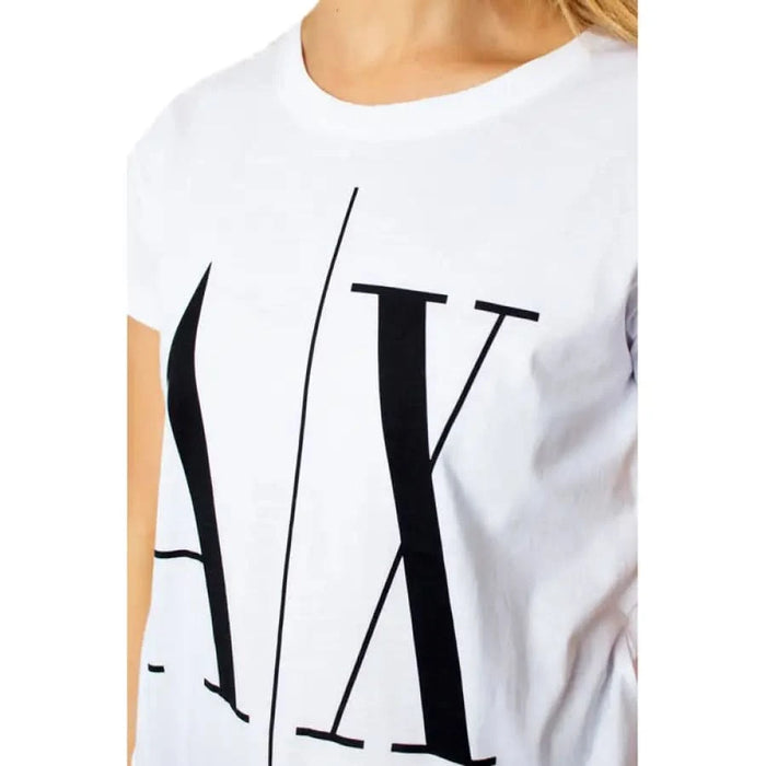 Armani Exchange Women’s T-Shirt - White with Large Black ’AX’ Logo on Front