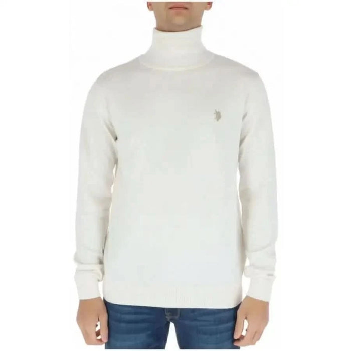 White turtleneck sweater with embroidered logo from U.S. Polo Assn. Men Knitwear