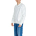 White zip-up bomber jacket with blue jeans from Calvin Klein Jeans Men Sweatshirts collection