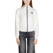 White zip-up fleece jacket featuring triangular logo on Guess Active Women Sweatshirts