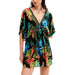 Woman in black and green tropical print dress - Desigual Women’s Urban Style Clothing