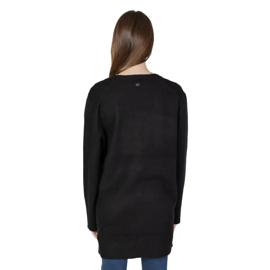 Urban style: Woman in black sweater and jeans - Street One Women’s Cardigan