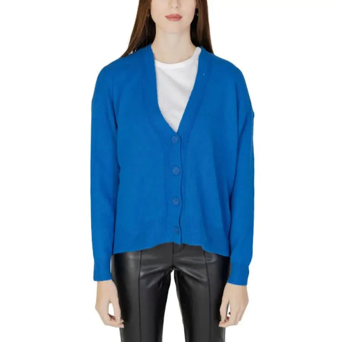 Urban style: Woman in blue cardigan sweater - Street One Women Cardigan