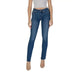 Woman modeling Liu Jo Women’s Worn-Out Effect Blue Jeans featuring pockets