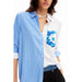 Desigual Women Blouse in blue and white stripes - spring summer product