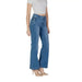 Woman wearing Liu Jo Women’s blue plain wide-leg jeans with pockets