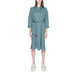 Urban style: Woman in a green Street One shirt dress - Street One Women’s Clothing