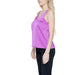 Vila Clothes woman in purple top showcasing urban style clothing