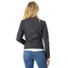 Women’s Black Blazer with Zip and Lapel Collar featuring a stylish moto jacket design