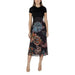 Woman wearing Desigual Spring/Summer black paisley midi dress showcasing elegant style