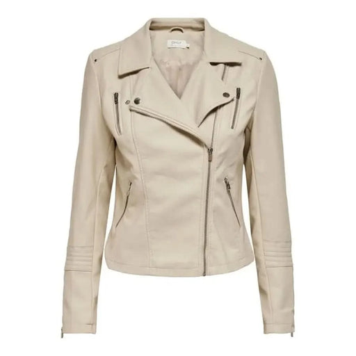 Spring summer women’s leather blazer with zippered collar by Only