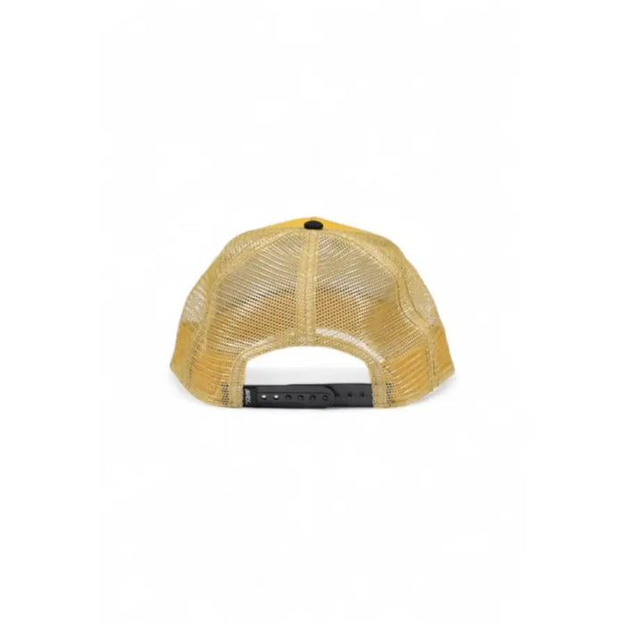 Yellow mesh-backed trucker hat with snap closure from Goorin Bros for men