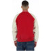 Young boy in Superdry men’s blazer, red and white varsity jacket for fall winter