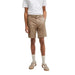 Young boy in Boss Men Shorts wearing a white t-shirt and tan shorts